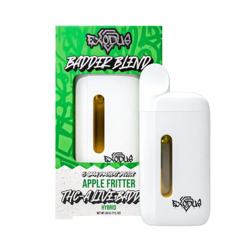 Exodus THC-A Badder Blend Disposables 5G Apple Fritter flavor, sweet and dessert-like exodus disposable vapes.