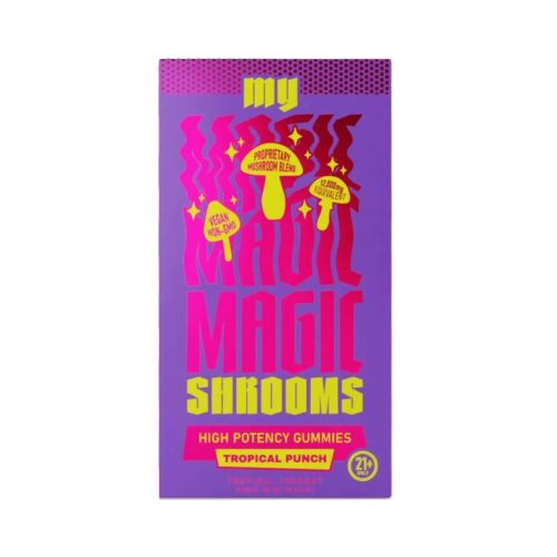 Exodus My Magic Mushy Gummies 12000mg Tropical Punch flavor, exotic magic mushies gummies with a blend of tropical fruits.